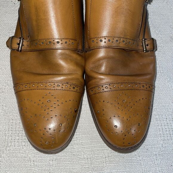 Aldo Men’s Double Monk Dress Shoes Size 43 U.S. 10 M Tan Leather Business Formal main image 4